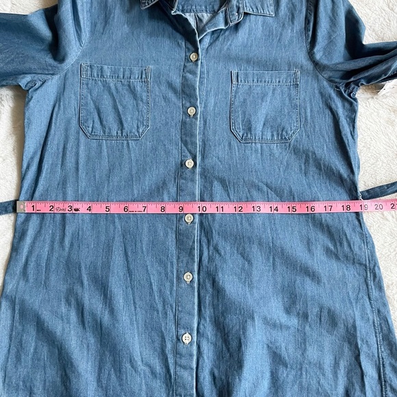 Old Navy | Blue Chambray Roll Tab Tie Waist Shirt Dress *NWT* - Picture 15 of 16